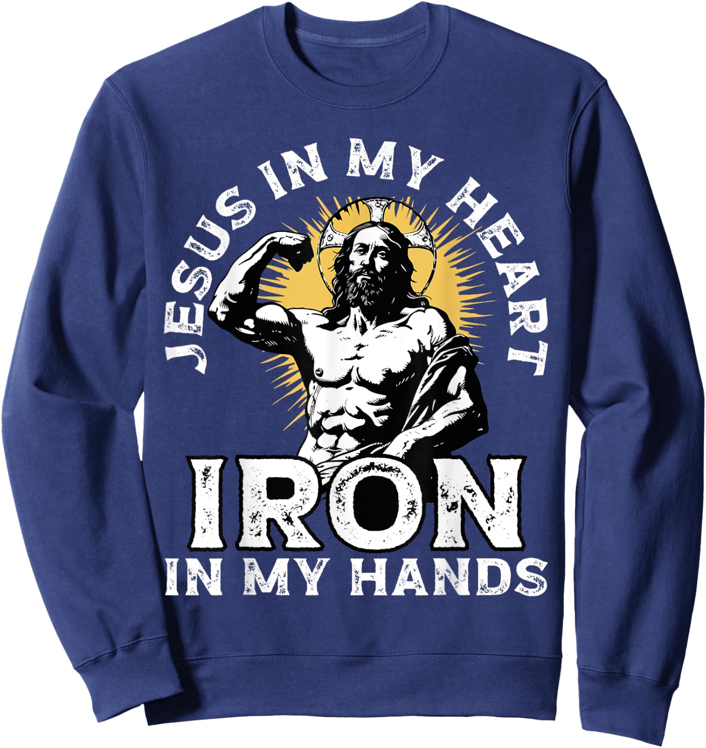 Gym And Jesus Christian Bodybuilder Religious Bodybuilding Sweatshirt - Sweatshirt | Navy