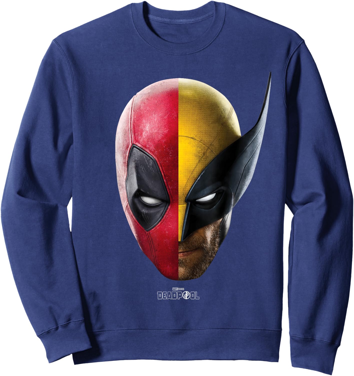Marvel Deadpool & Wolverine Split Face Portrait Sweatshirt - Sweatshirt | Navy