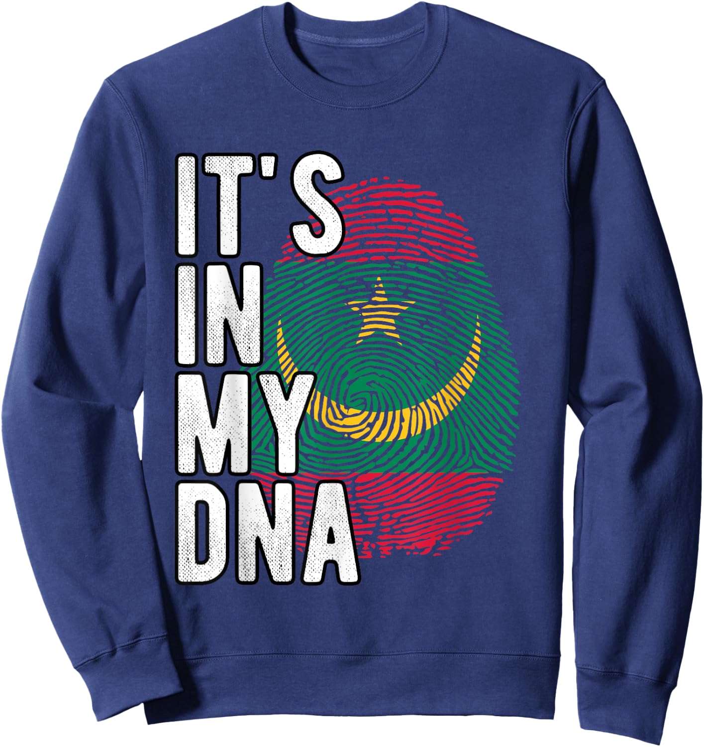 Funny it's in my DNA Mauritania flag Fingerprint Sweatshirt - Sweatshirt | Navy