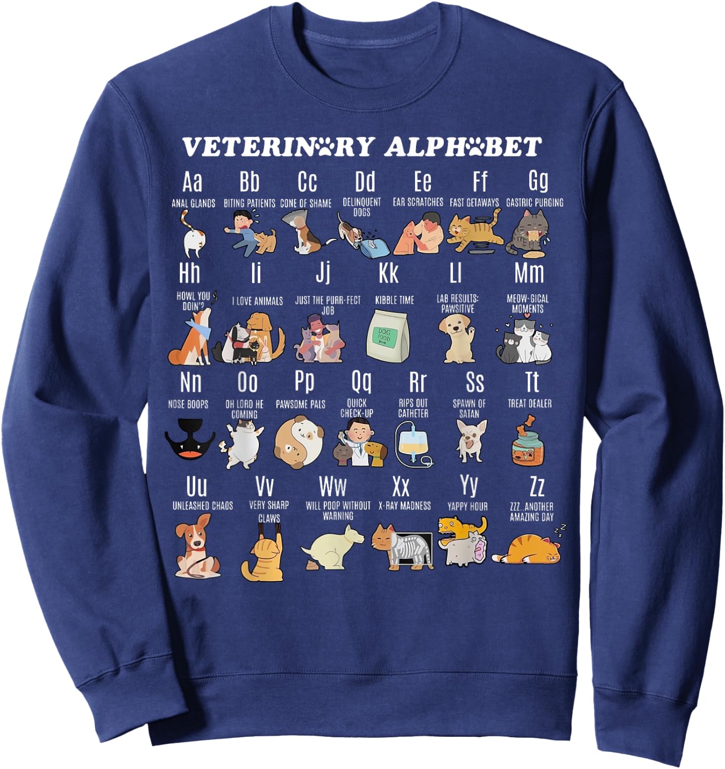 Veterinary Medicine Alphabet Vet Nurse Student School Sweatshirt - Sweatshirt | Navy