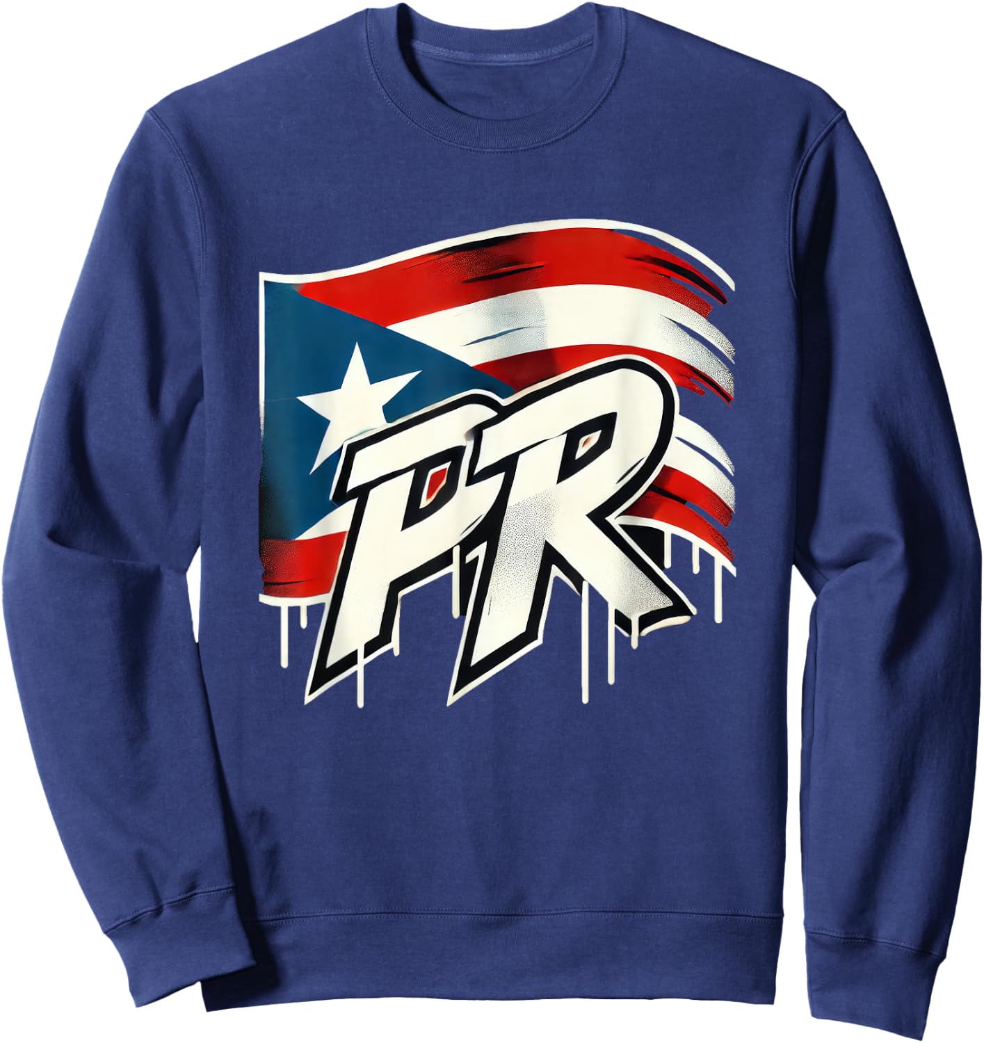 PR Puerto Rico Flag Emblem Logo Graffiti Street Art Fun Cool Sweatshirt - Sweatshirt | Navy