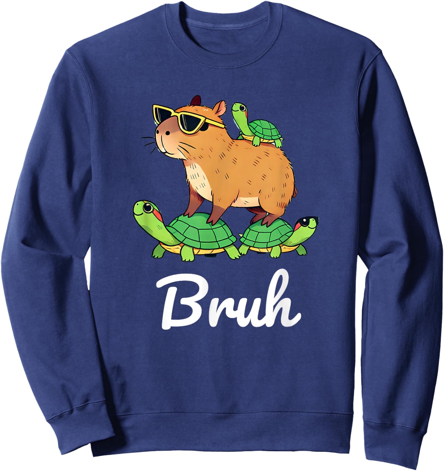 Bruh Capybara Capybaras meme Retro Lover Gifts Rodent Funny Sweatshirt - Sweatshirt | Navy
