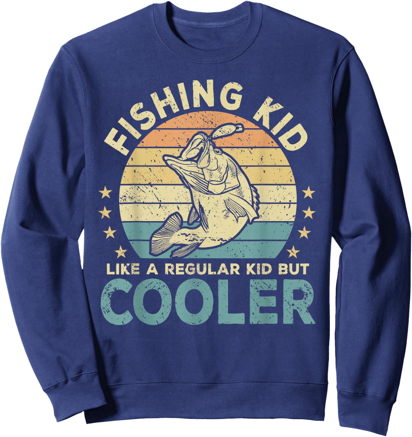 Fishing Kid Fish Funny Fisherman Sweatshirt - Sweatshirt | Navy