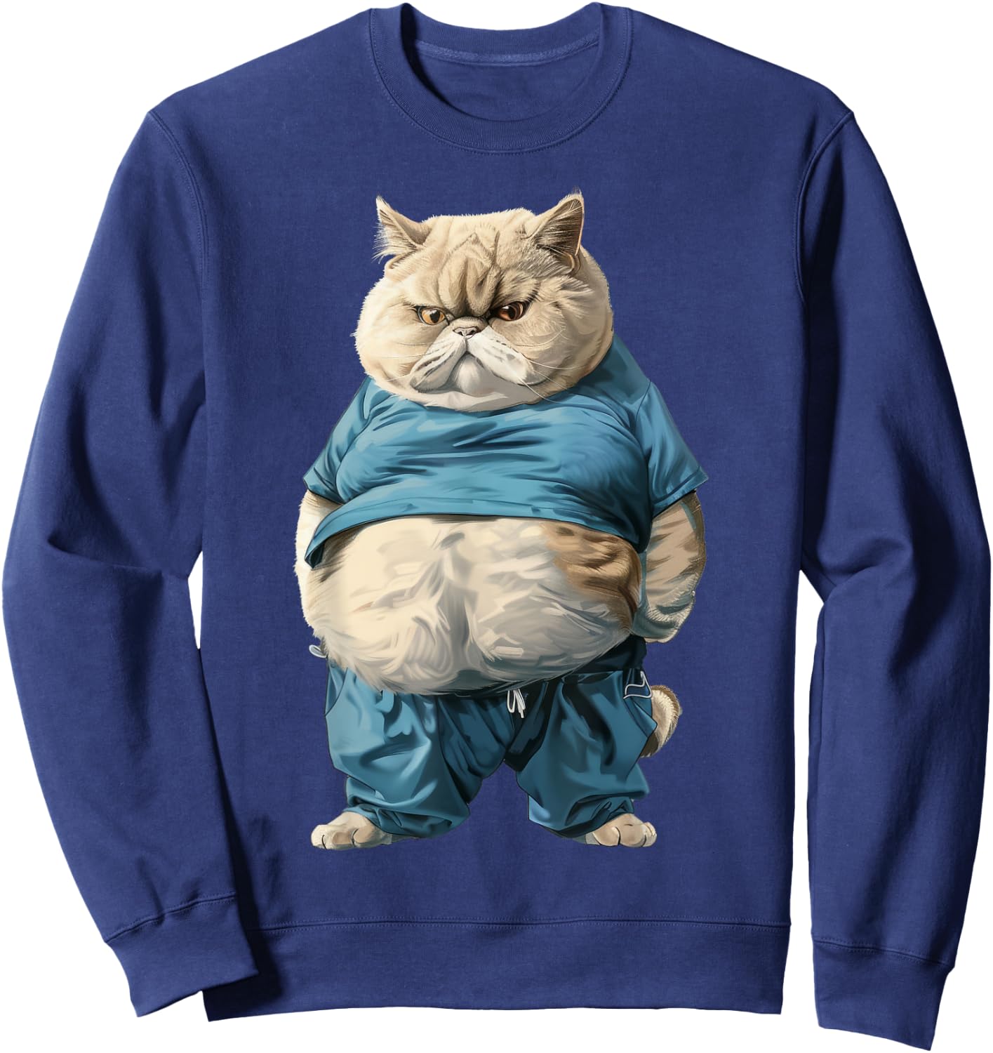 Nourjoy Funny Fat Cat Art Design Fat Kitten Cat Lover , Small, Black Sweatshirt - Sweatshirt | Navy