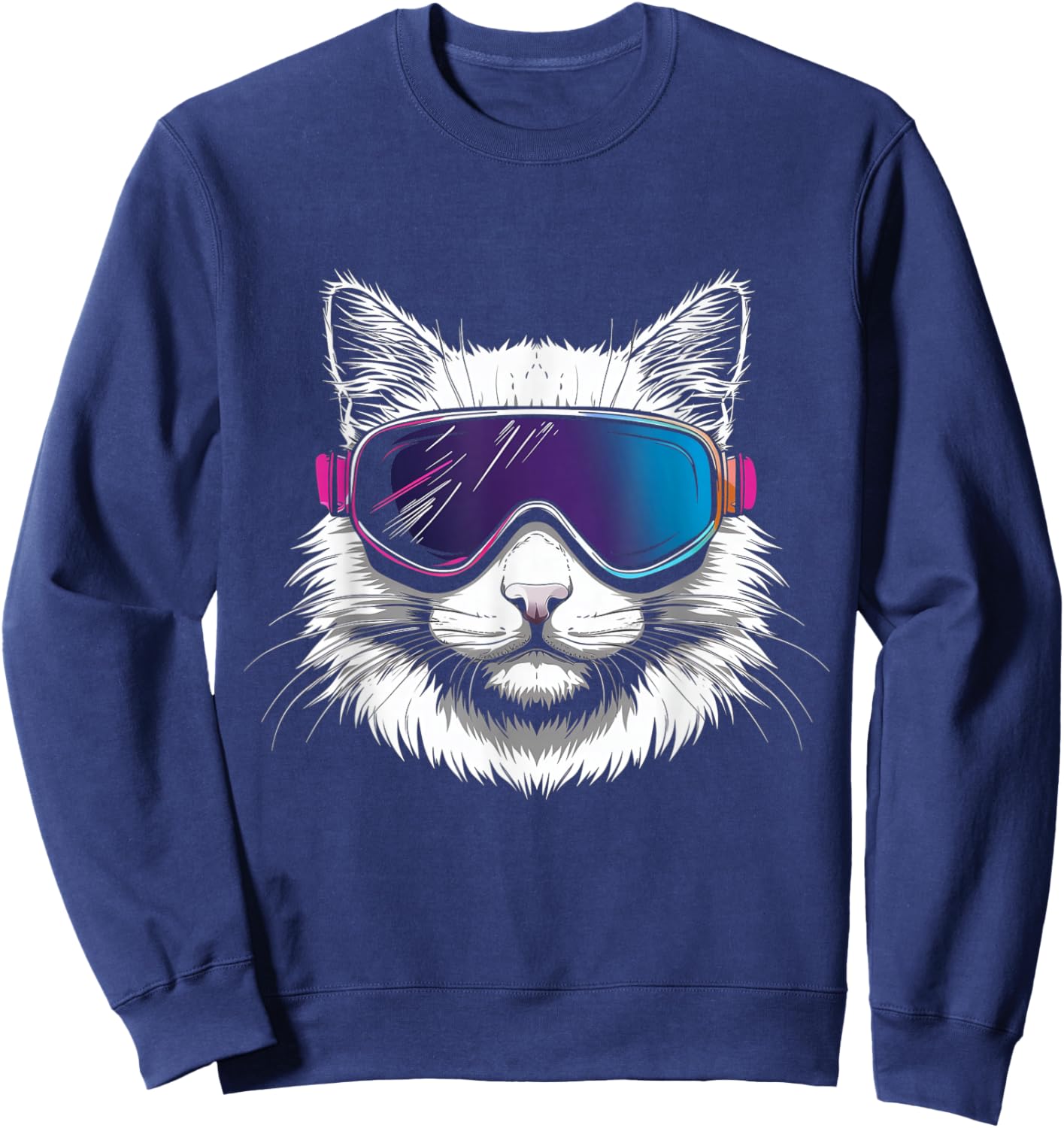 Ski Snowboard Cat Goggles Winter Sports Snowboarder Skiing Sweatshirt - Sweatshirt | Navy