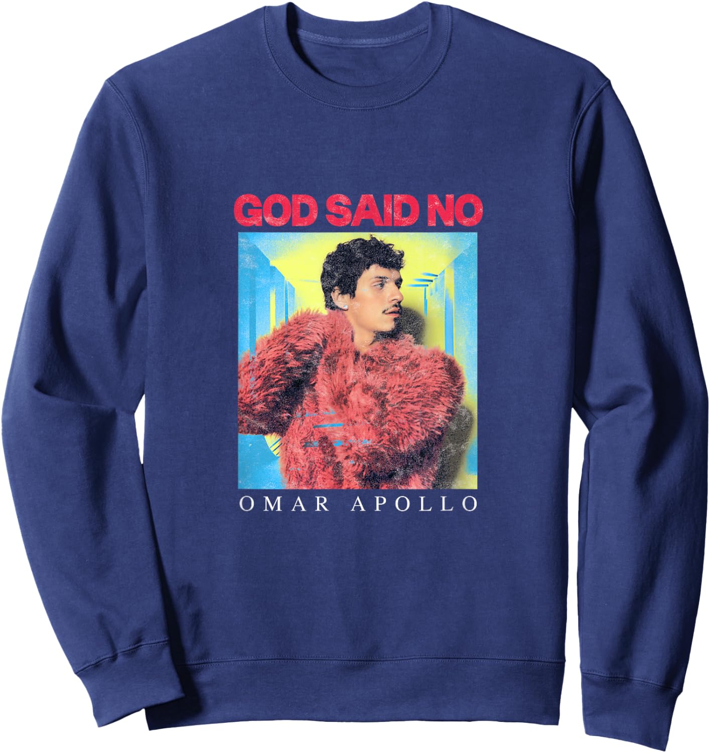 Omar Apollo God Said No Box , Small, Black Sweatshirt - Sweatshirt | Navy