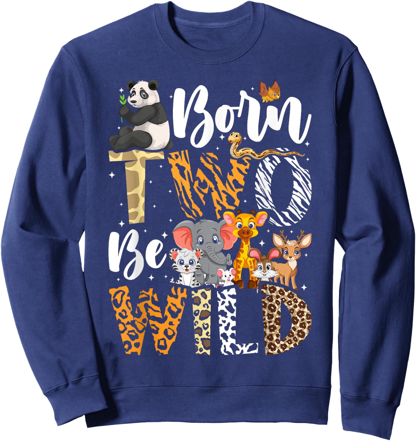 Born 2 Be Wild Birthday Decorations Girl Boy Baby Lion 2nd Sweatshirt - Sweatshirt | Navy