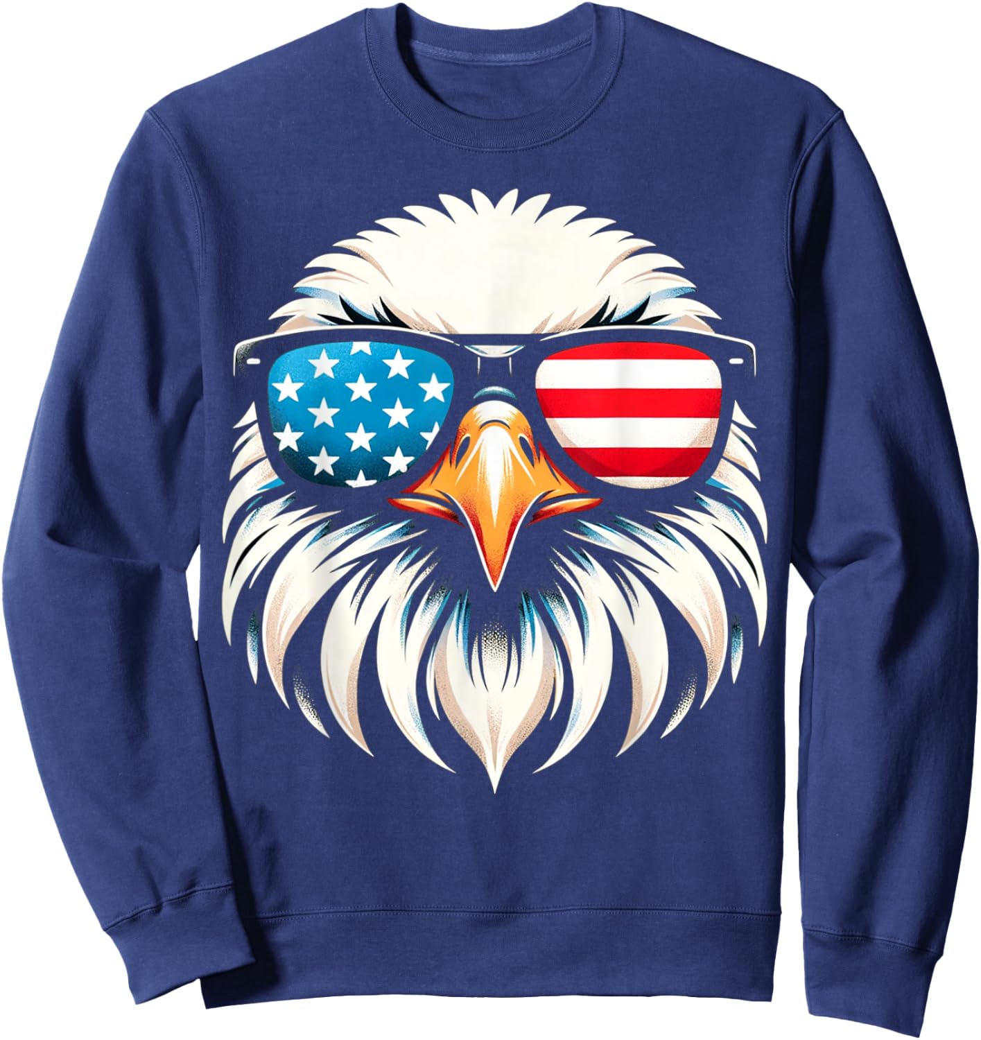Patriotic Eagle Red White Blue USA Flag Eagle 4th of July Sweatshirt - Sweatshirt | Navy