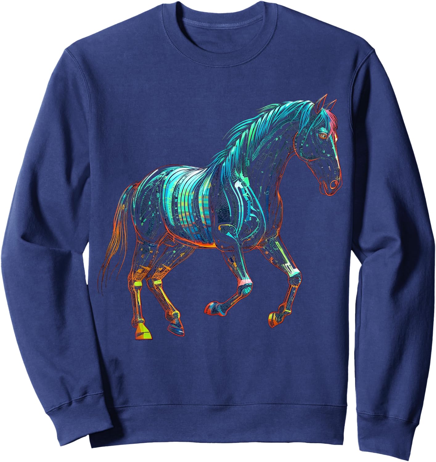 Horse artwork, animal horse Sweatshirt - Sweatshirt | Navy