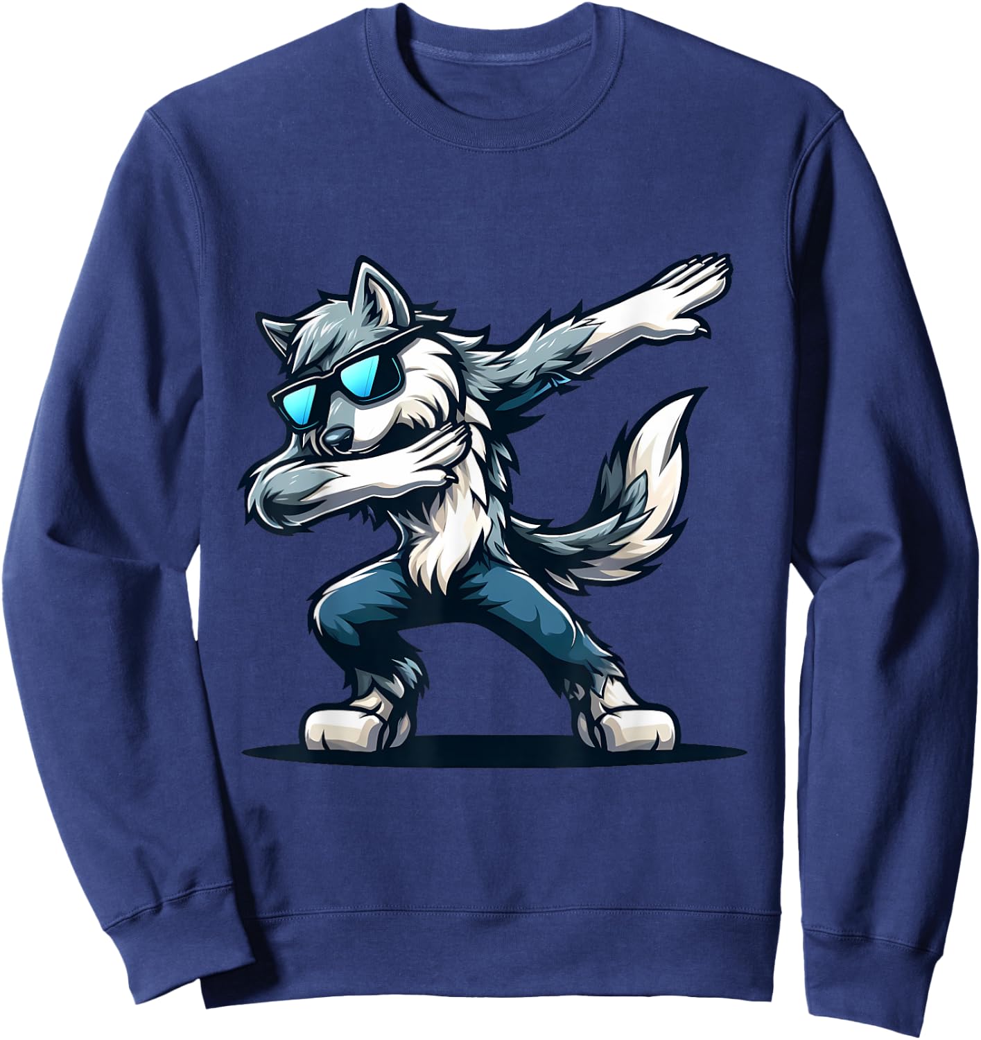 Funny Dab Timber Wolf Dancing Dabbing Wolf Sweatshirt - Sweatshirt | Navy