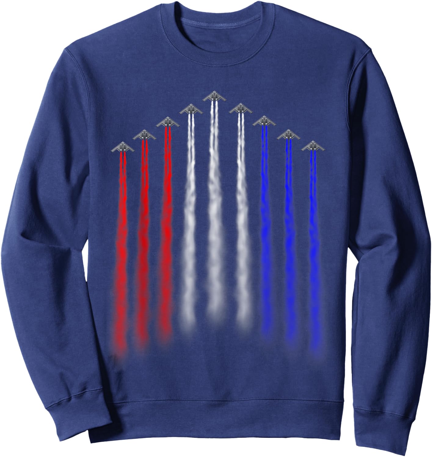 American Independence Bomber Jet Patriotic 4th of July Sweatshirt - Sweatshirt | Navy