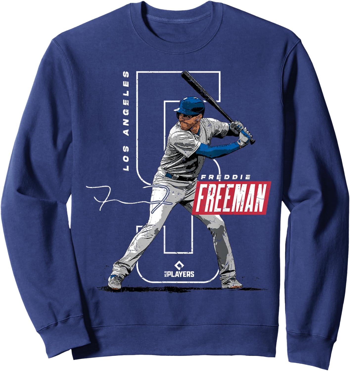 License Champs Freddie Freeman | Los Angeles Baseball Players | MLBFRE3002 , Small, Blue Sweatshirt - Sweatshirt | Navy