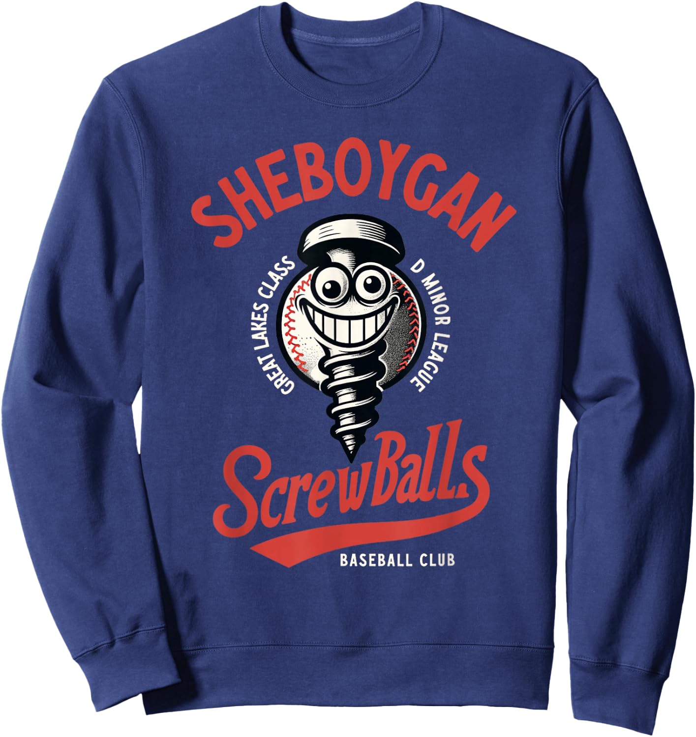 Sheboygan Screwballs Retro Minor League Baseball Team Sweatshirt - Sweatshirt | Navy