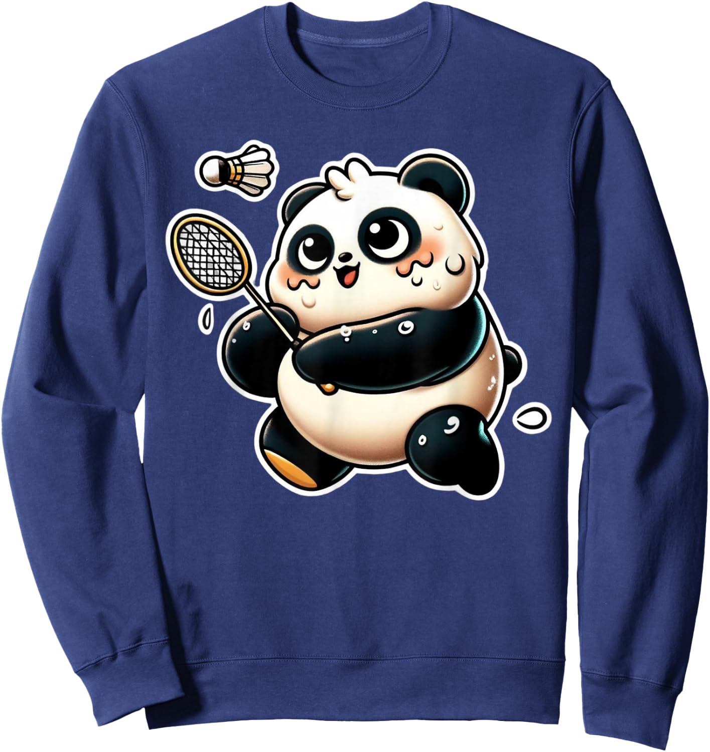 Funny Panda Playing Badminton Cute Sporty Exercise Sweatshirt - Sweatshirt | Navy