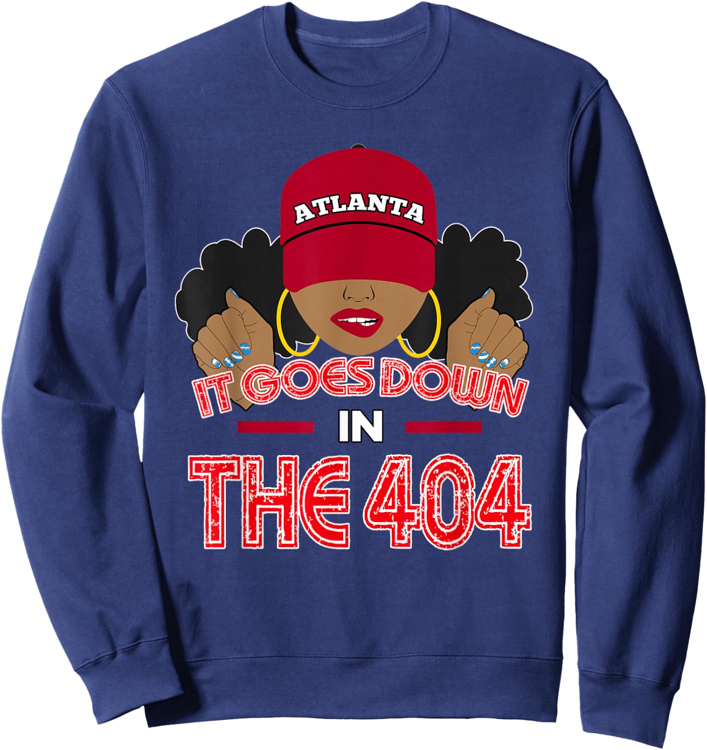 From 404 Atlanta Black Woman Afro Puffs Sassy Sweatshirt - Sweatshirt | Navy