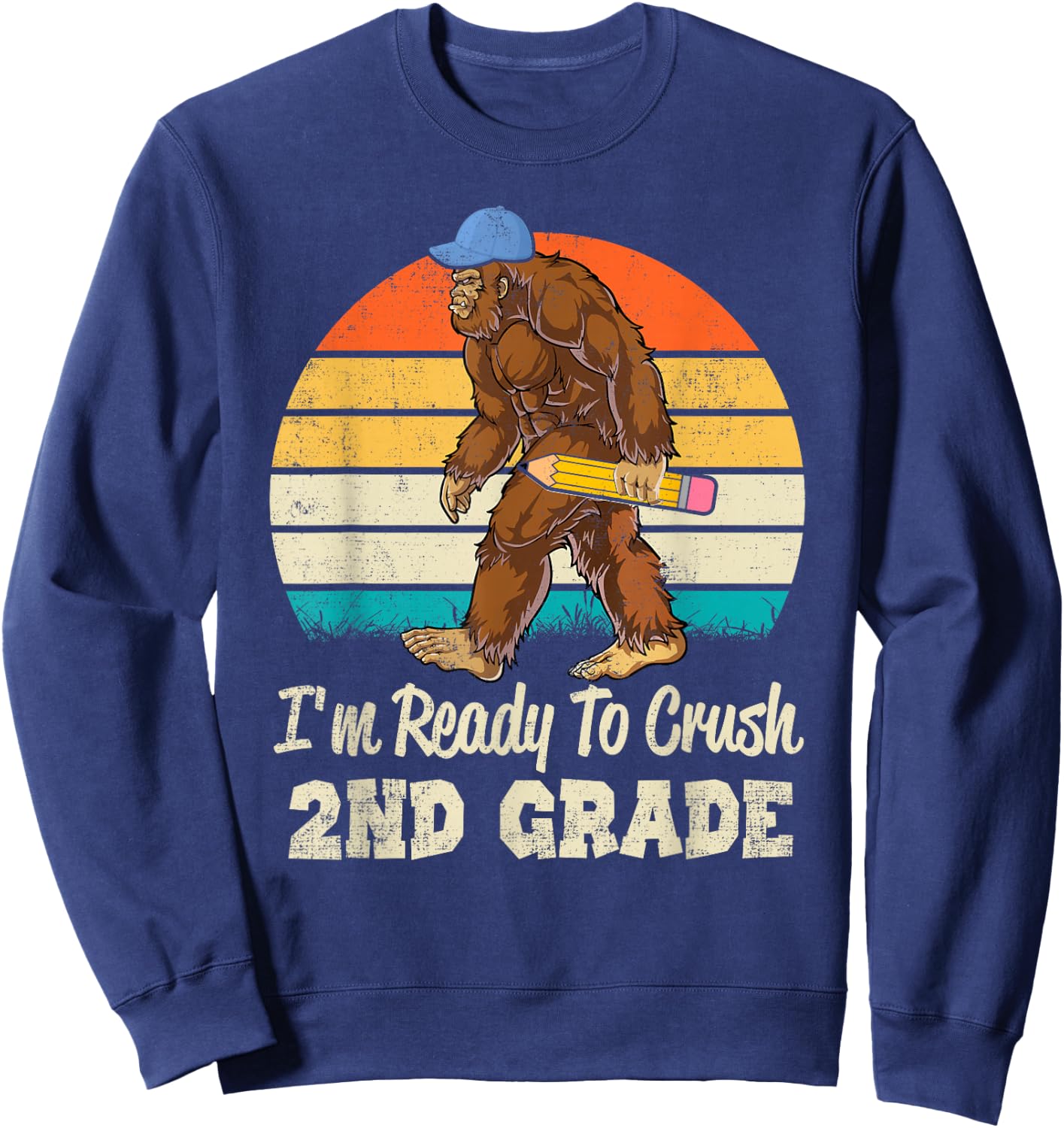 2nd Grade Bigfoot Sasquatch First Day Of School Second Grade Sweatshirt - Sweatshirt | Navy
