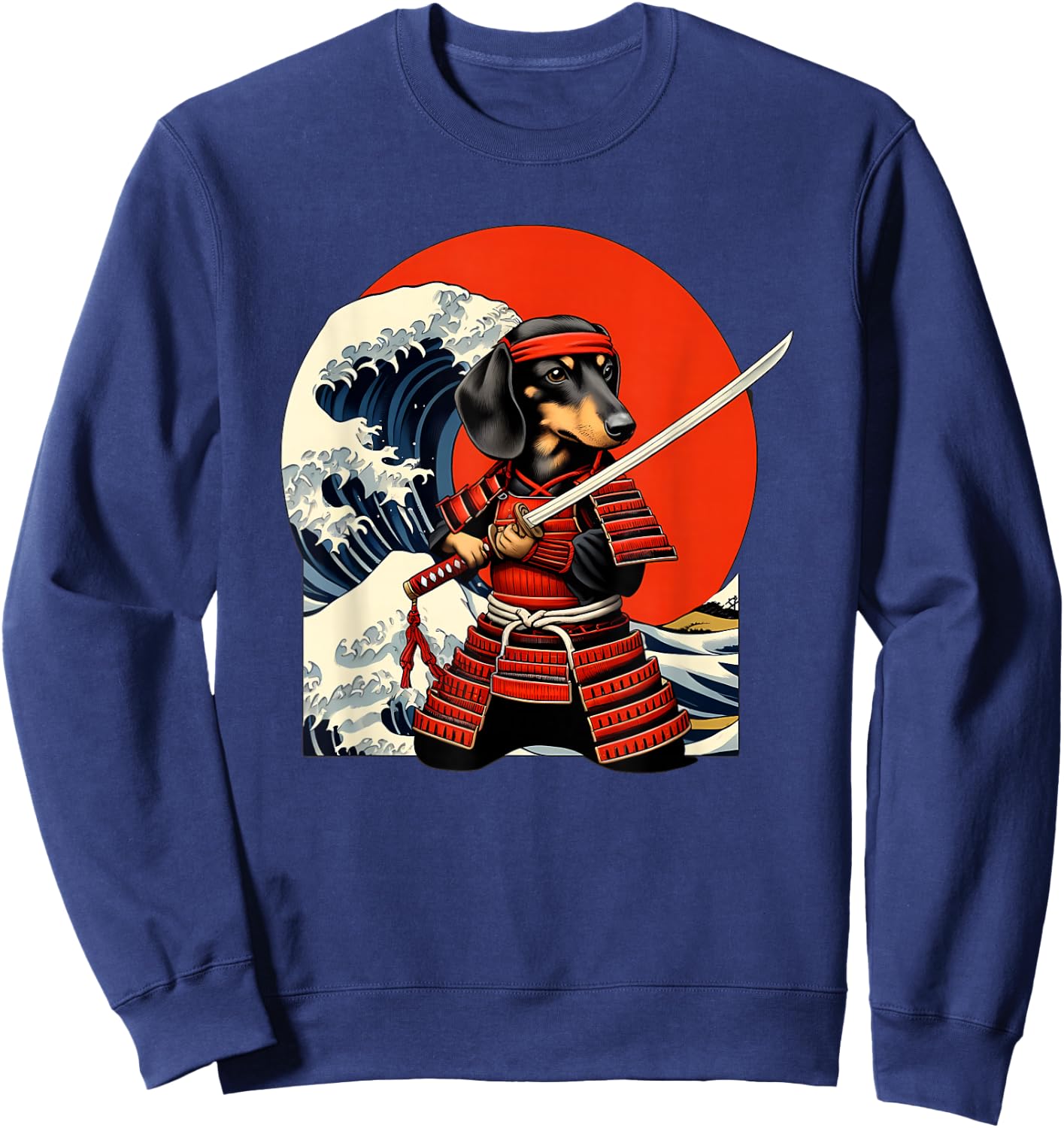Otaku Weiner Dachshund Dog Samurai Sweatshirt - Sweatshirt | Navy