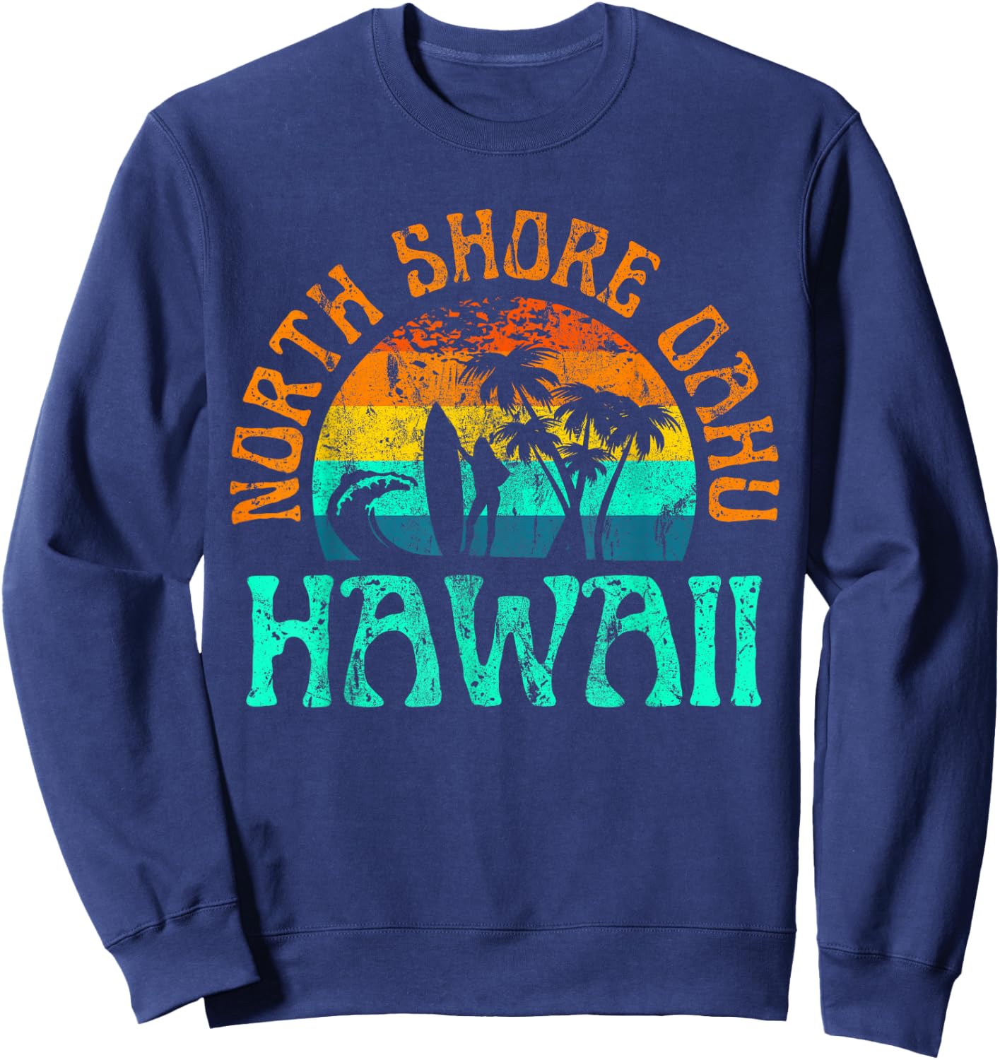 North Shore Oahu Hawaii Surf Beach Surfer Waves Girls Sweatshirt - Sweatshirt | Navy