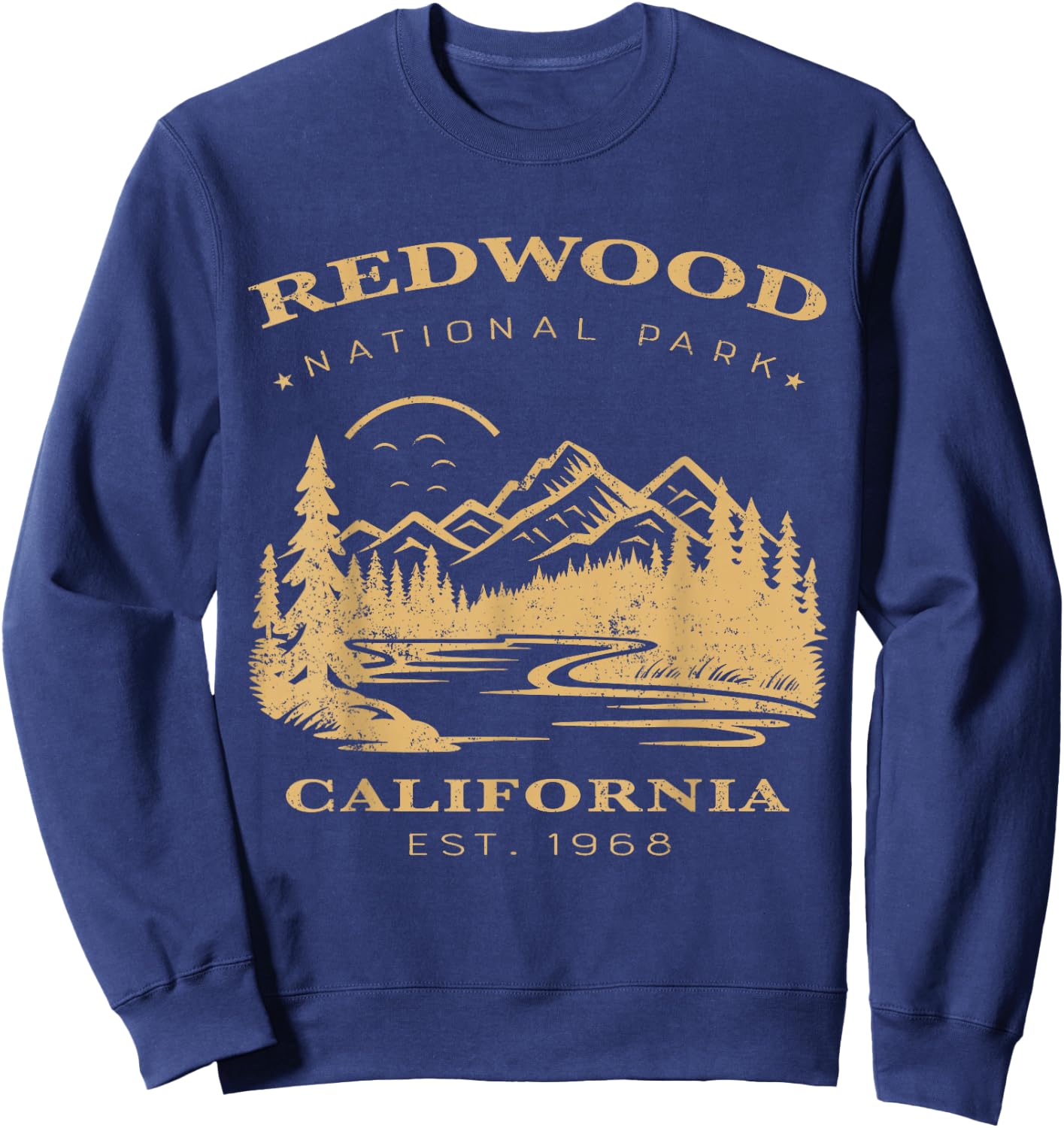 Retro Vintage Redwood National Park for kids Hiking Camping Sweatshirt - Sweatshirt | Navy