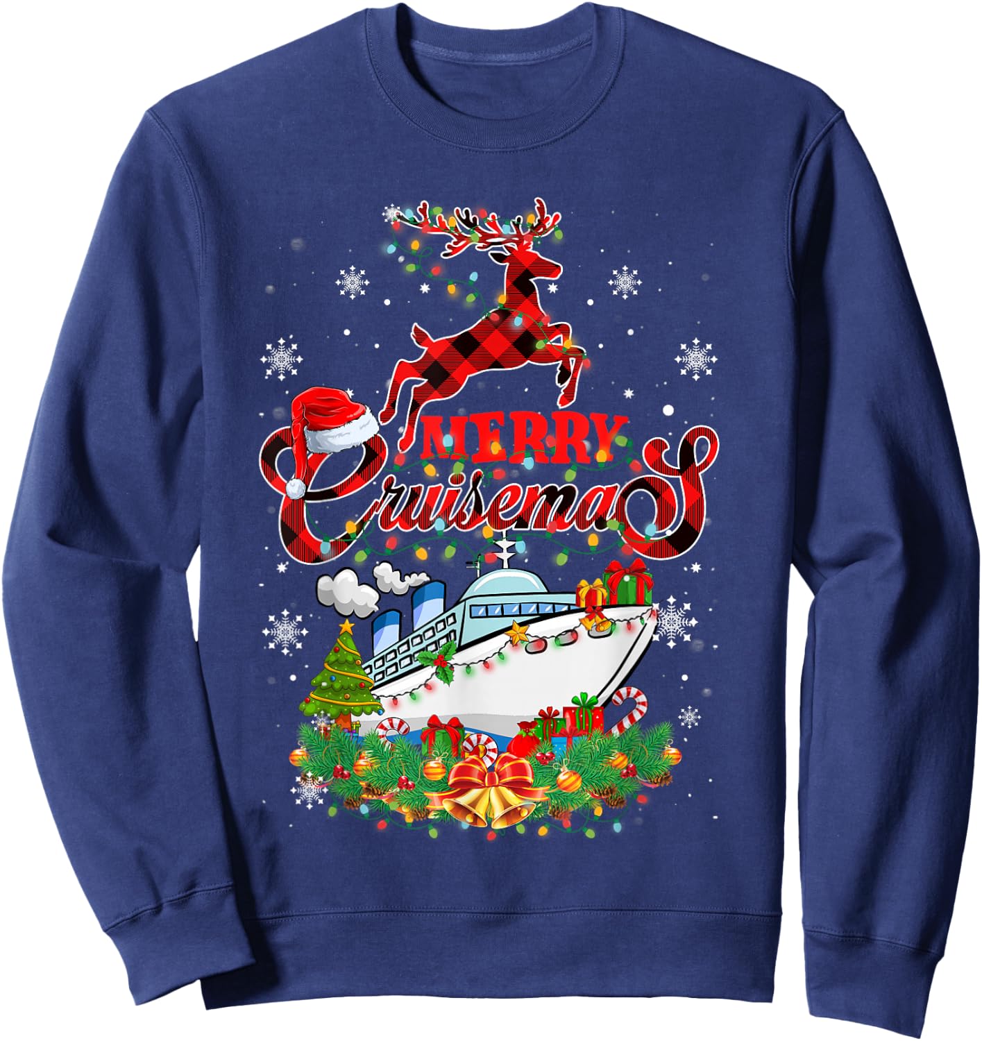 Merry Cruisemas 2025 Christmas Santa Reindeer Cruise Sweatshirt - Sweatshirt | Navy