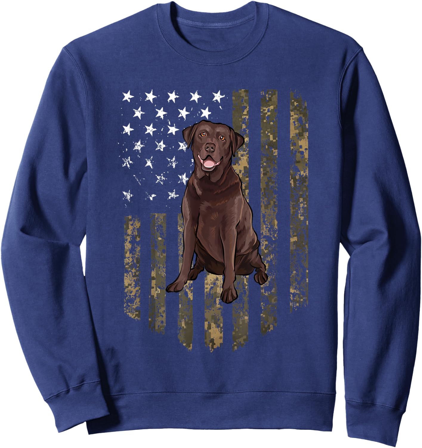 Camo American Flag Chesapeake Bay Retriever 4th Of July USA Sweatshirt - Sweatshirt | Navy