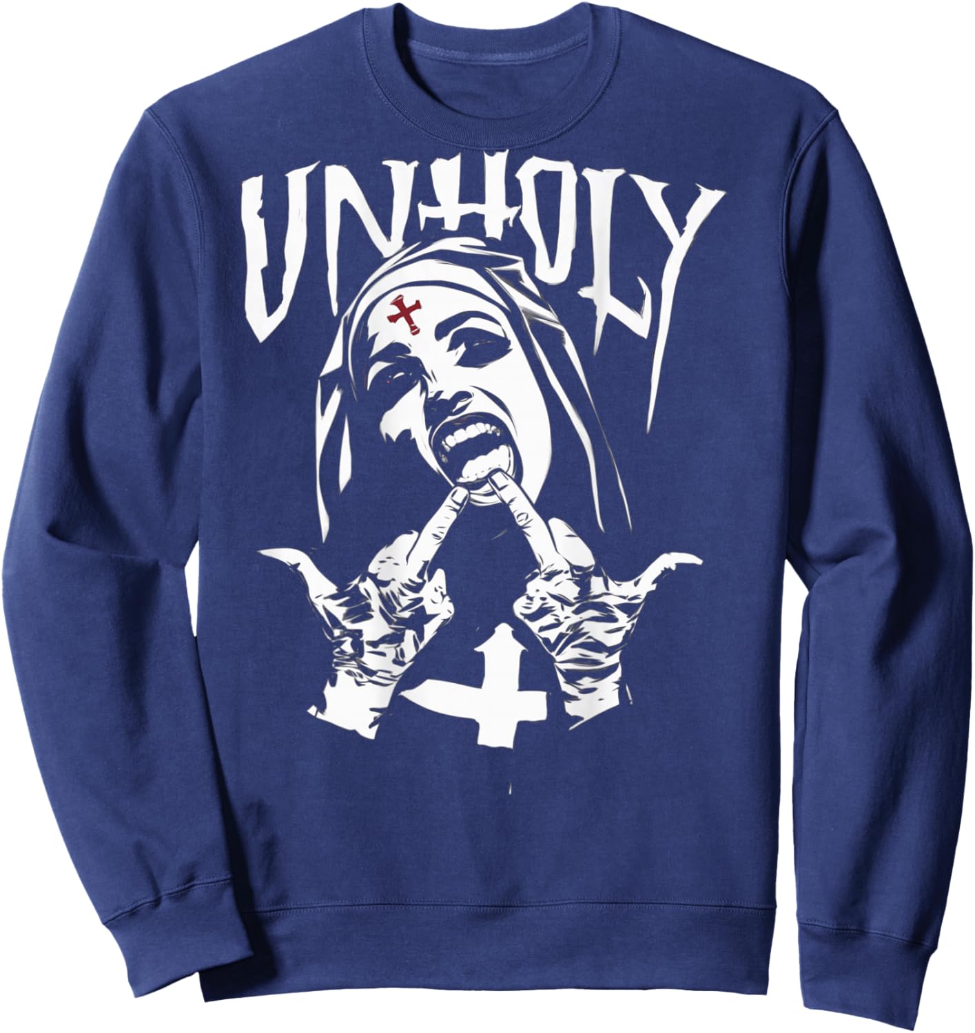 Provocative and Expressive - Rebellious Fashion UNHOLY Sweatshirt - Sweatshirt | Navy