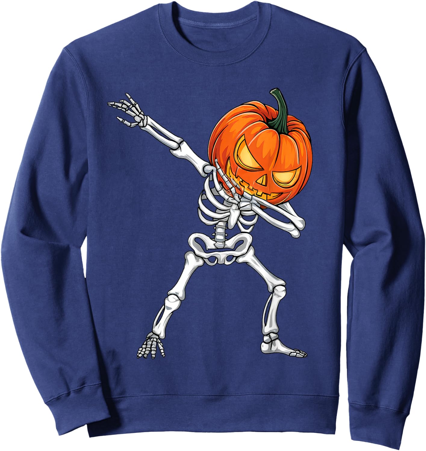 Dabbing Pumpkin Skeleton Halloween Dab Boys Teen Toddler Kid Sweatshirt - Sweatshirt | Navy