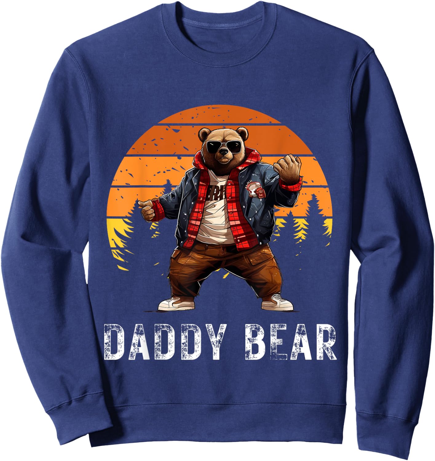 Daddy Bear Papa Bear Best Idea Fathers Day Retro Cozy Humor Sweatshirt - Sweatshirt | Navy