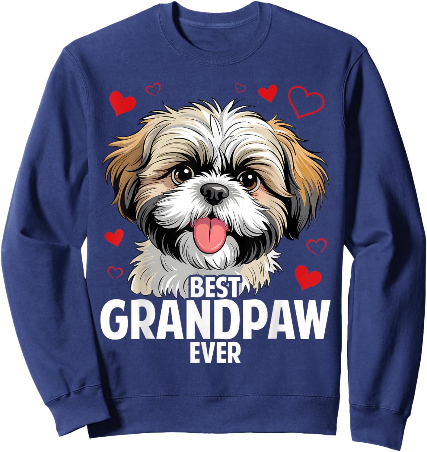 Best Grandpaw Ever Shih Tzu Dog Grandpa Sweatshirt - Sweatshirt | Navy