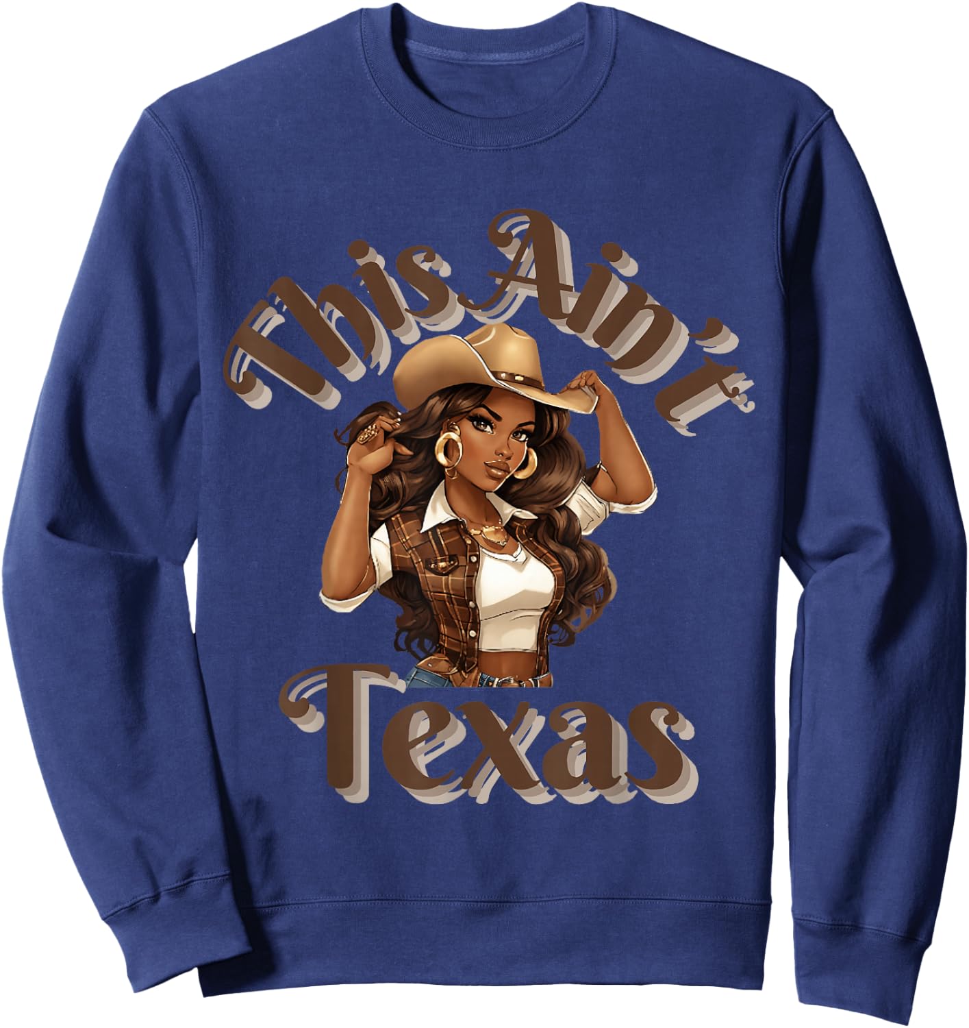 This Ain't Texas African American Cowgirl Western Sweatshirt - Sweatshirt | Navy