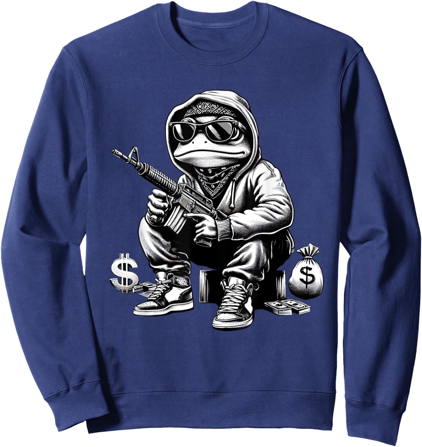 Thug Frog Gangster Frog Funny Frog Lovers Art Sweatshirt - Sweatshirt | Navy