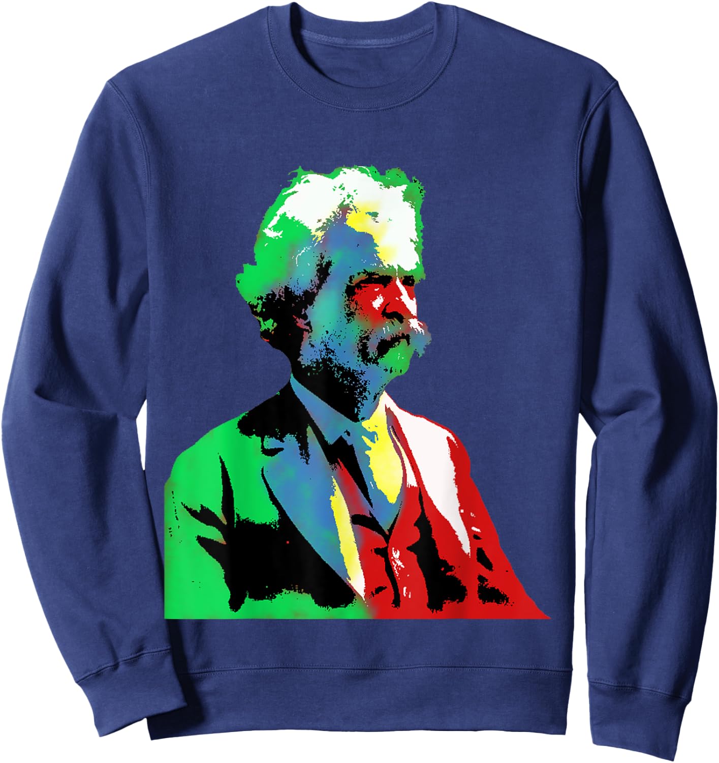 Mark Twain Colorful Old Gentleman Fun Art Sweatshirt - Sweatshirt | Navy