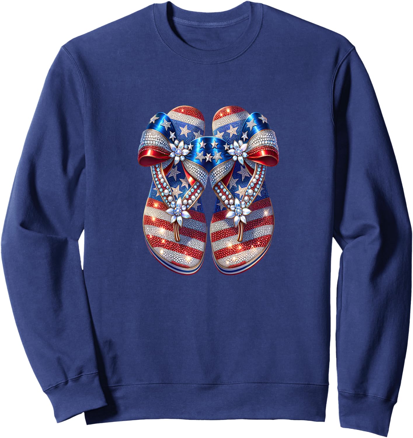 Patriotic USA Pride Red White Blue American Flag Design Sweatshirt - Sweatshirt | Navy