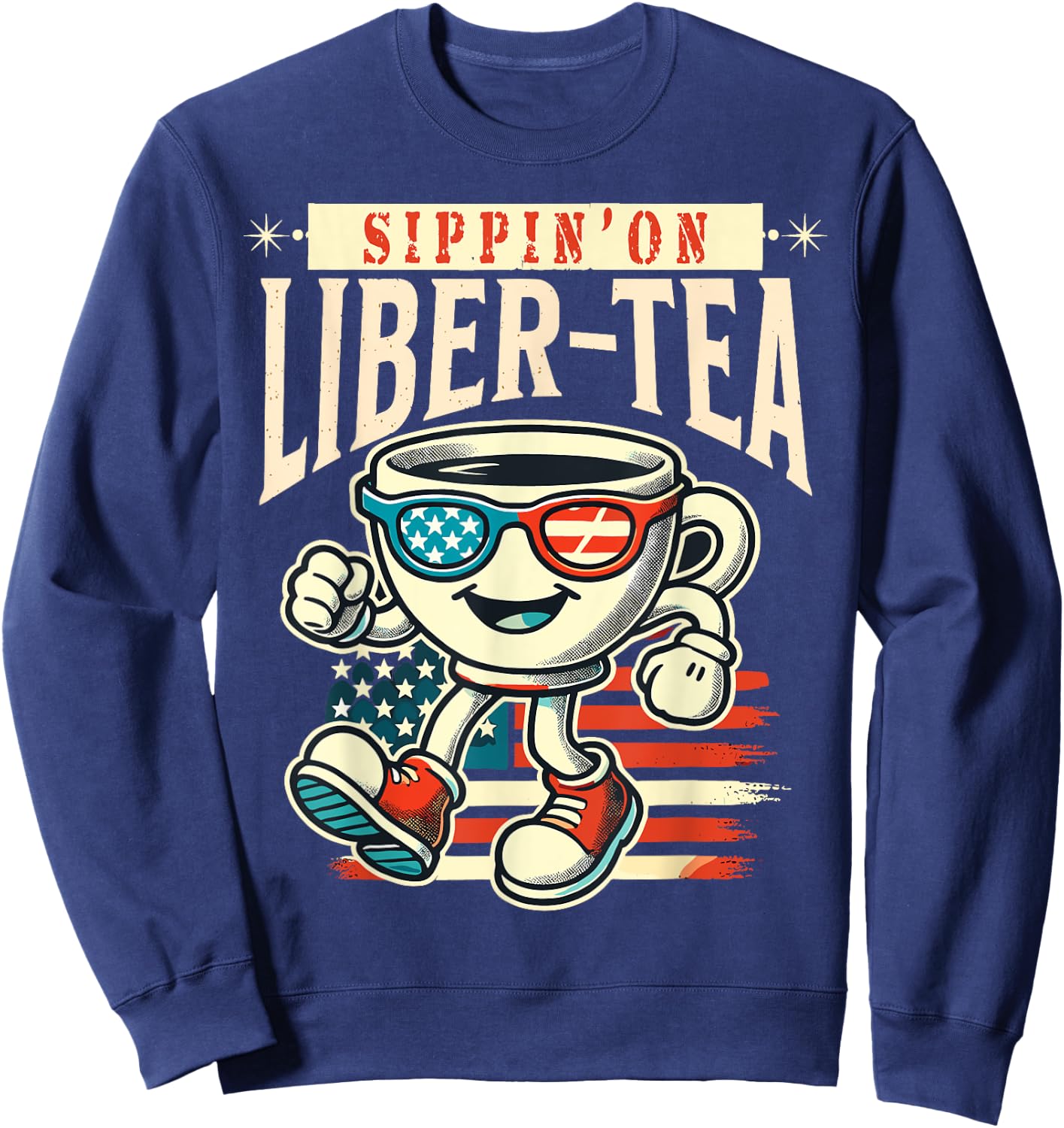Sippin' On Liber-Tea Retro Vintage Design Sweatshirt - Sweatshirt | Navy