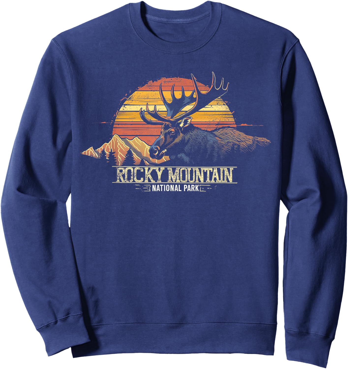 Rocky Mountain US National Park Vintage Men Women Kids Retro Sweatshirt - Sweatshirt | Navy