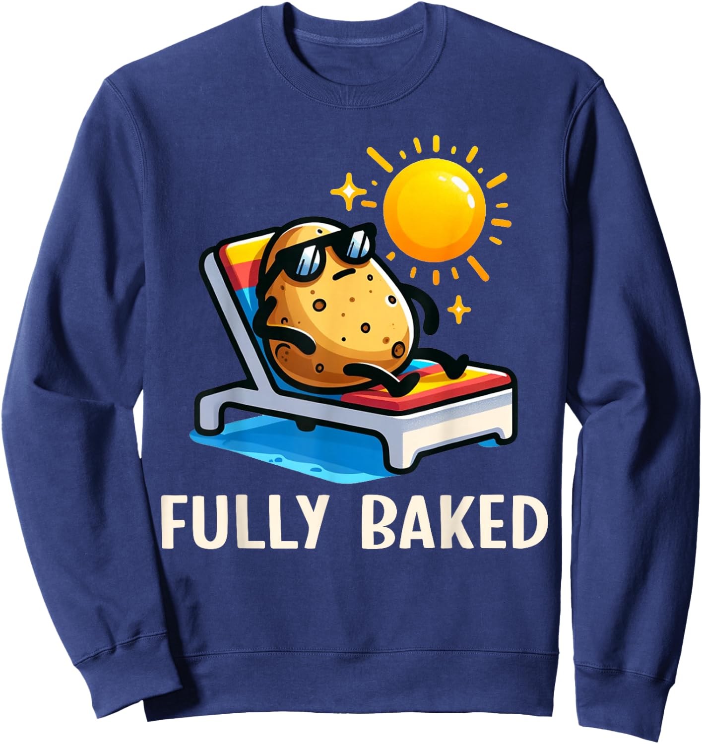 Funny Fully Baked Potato Graphic For Kids Sweatshirt - Sweatshirt | Navy