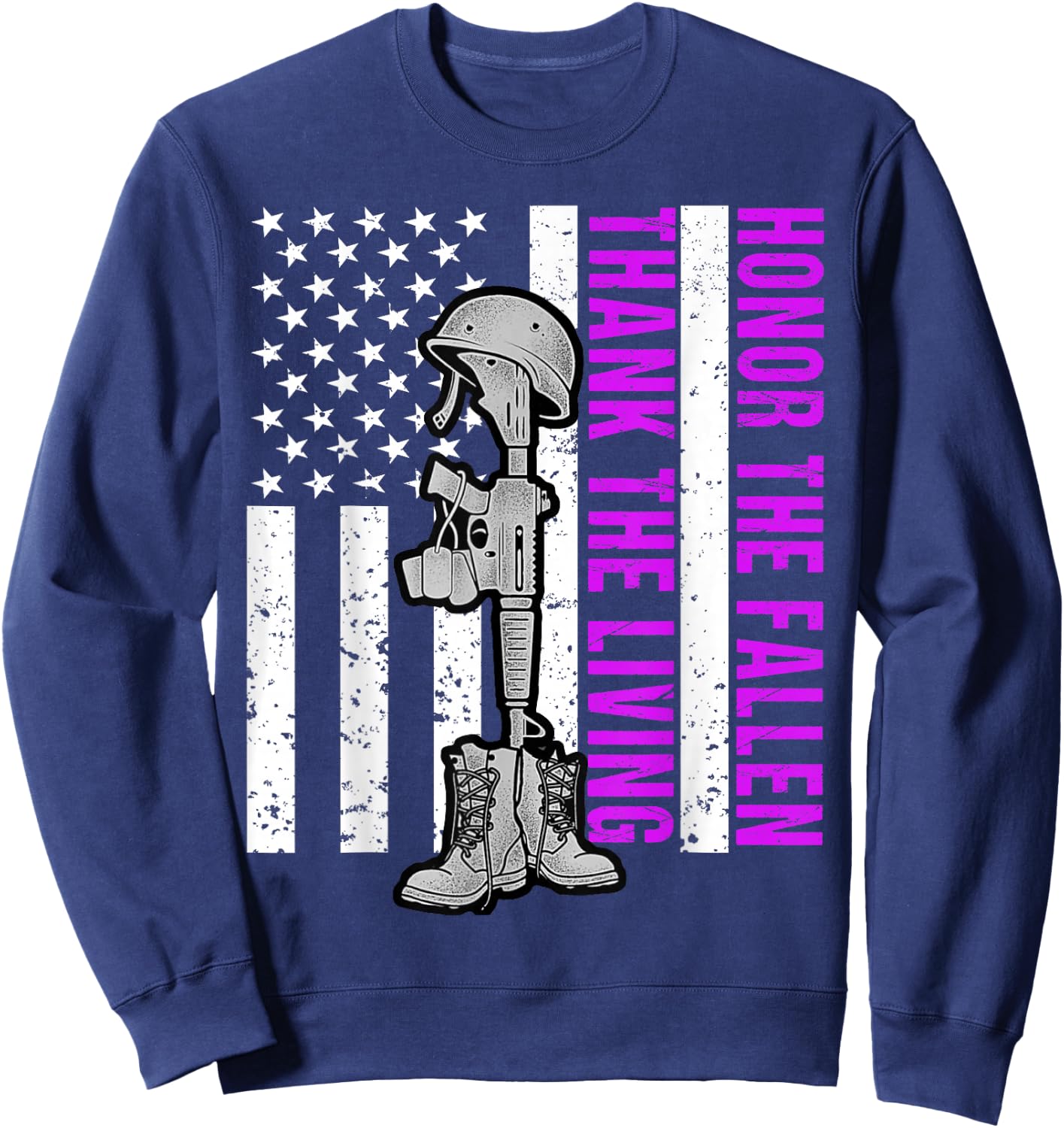 Purple Heart Day Military Honor The Fallen Thank The Living Sweatshirt - Sweatshirt | Navy