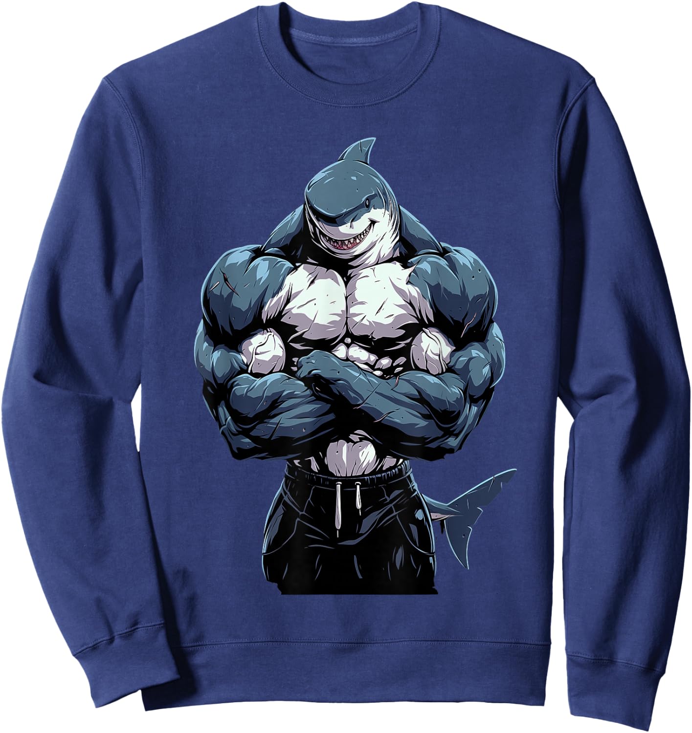 Body Builder Shark With Muscles Sweatshirt - Sweatshirt | Navy