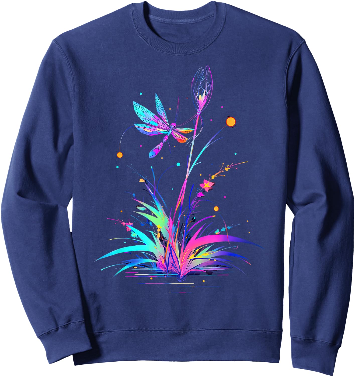 Dandelion Puff Ball with Dragonfly Sweatshirt - Sweatshirt | Navy