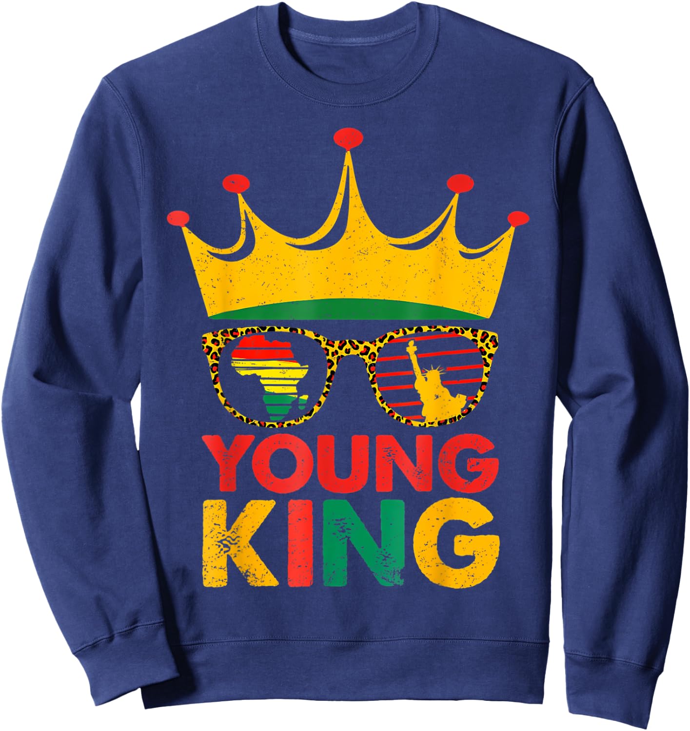 Young King Crown African American Kids Boys 1865 Juneteenth Sweatshirt - Sweatshirt | Navy