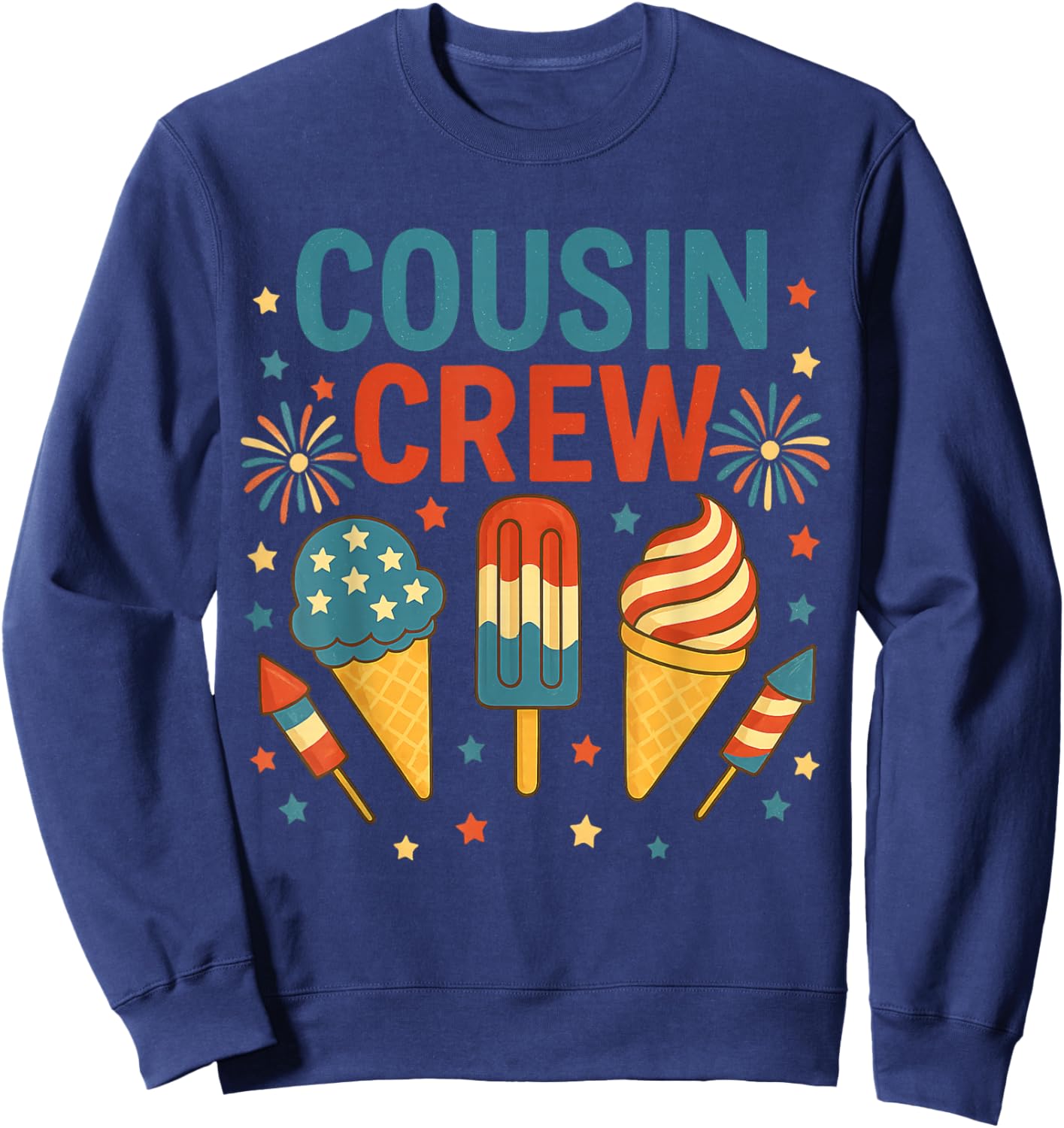Cute Cousin Crew Ice Cream Patriotic Fourth July Family Sweatshirt - Sweatshirt | Navy