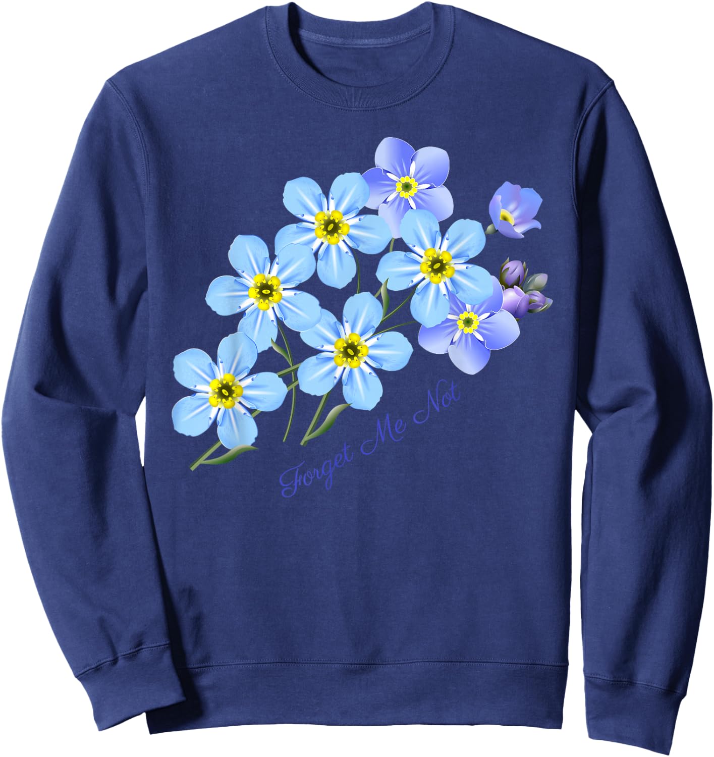 Forget-Me-Not Botanical Flower Sweatshirt - Sweatshirt | Navy