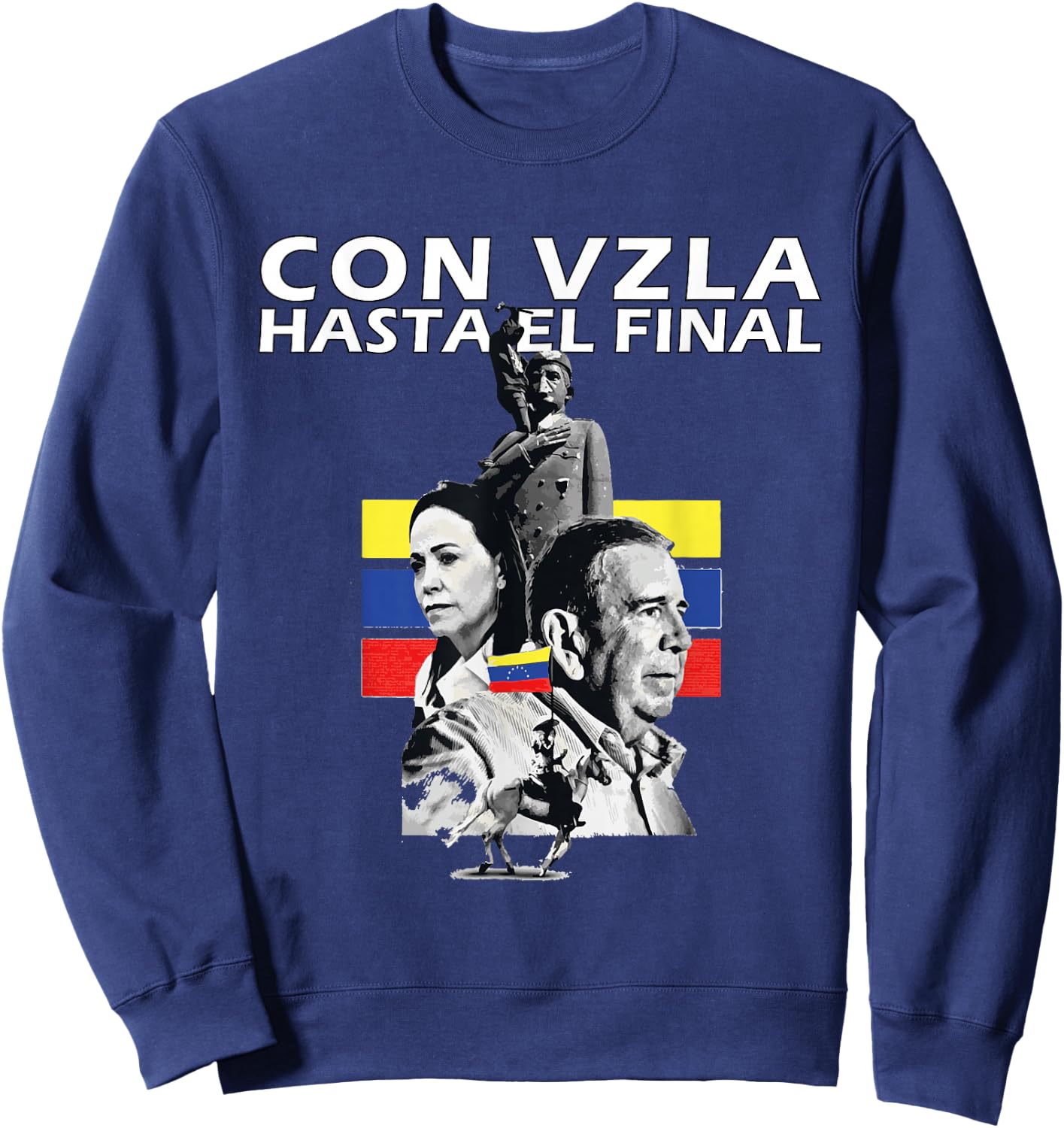 Con Venezuela Hasta el Final Maria Corina Machado Edmundo Sweatshirt - Sweatshirt | Navy