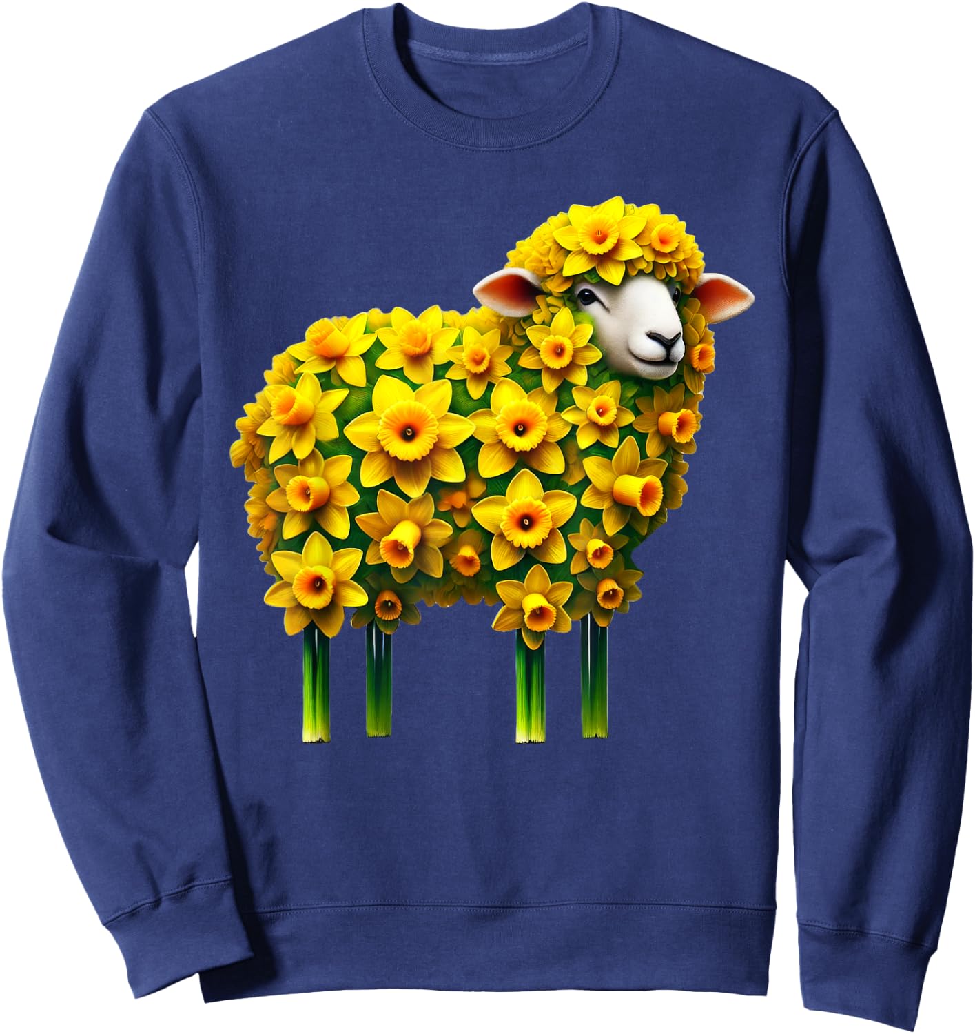 Daffodil Sheep Flower Gardening Floral Sweatshirt - Sweatshirt | Navy