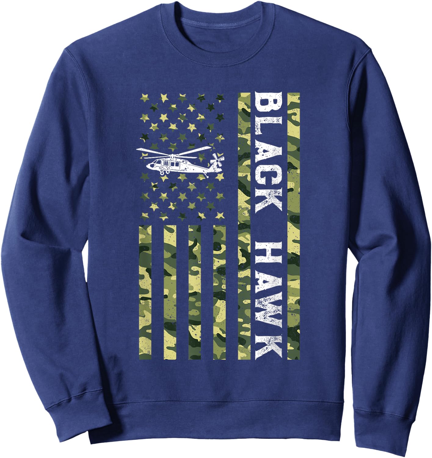 Patriotic USA Flag Military Helicopter UH-60 Black Hawk Sweatshirt - Sweatshirt | Navy