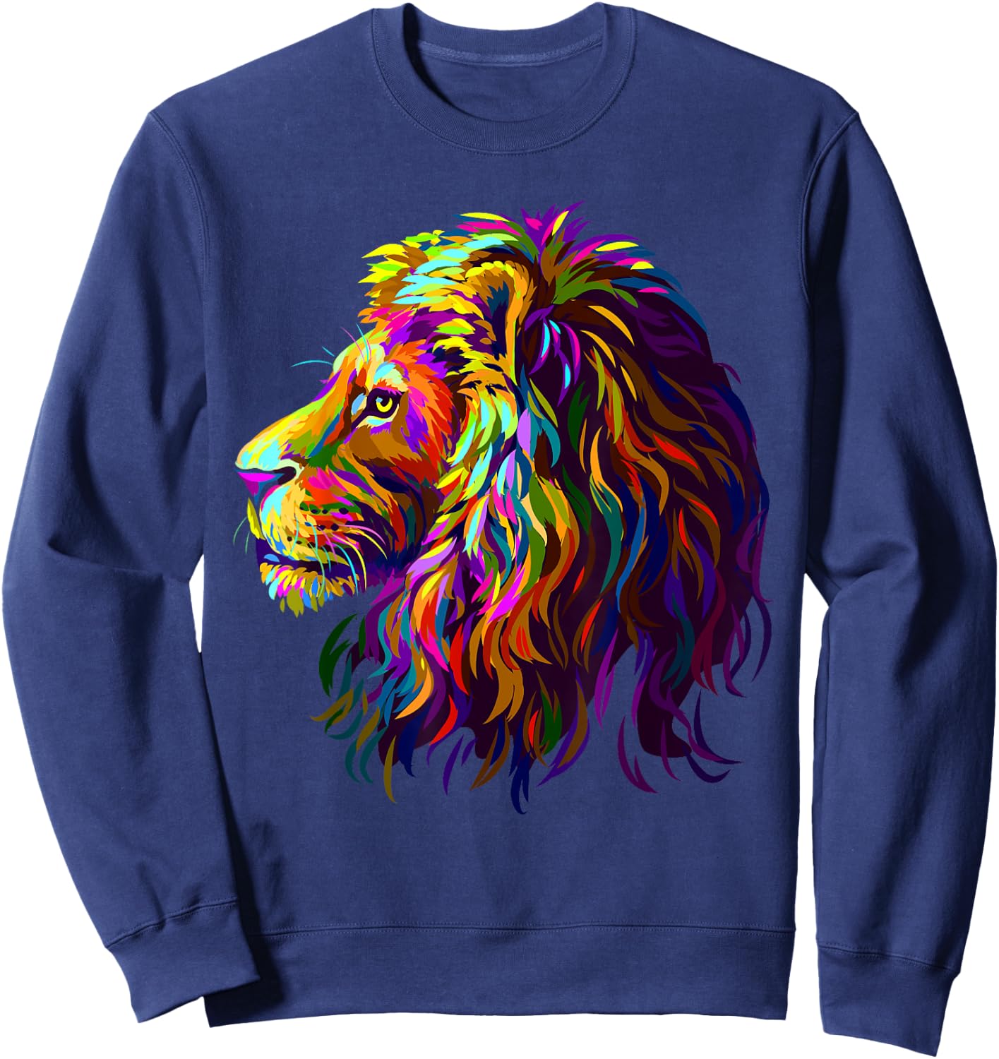 Colorful Lion Head Design Pop Art Style Sweatshirt - Sweatshirt | Navy