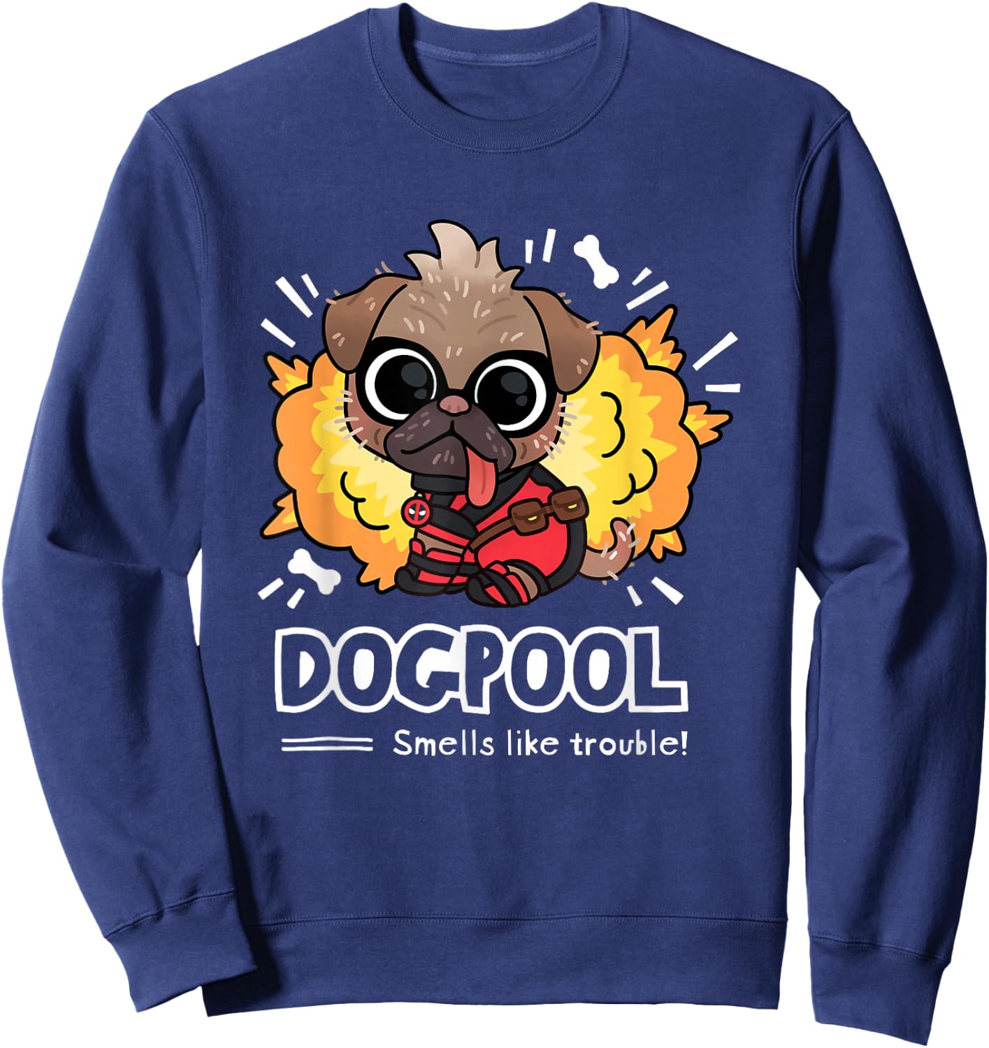 Marvel Deadpool & Wolverine Smells Like Trouble Dogpool Sweatshirt - Sweatshirt | Navy