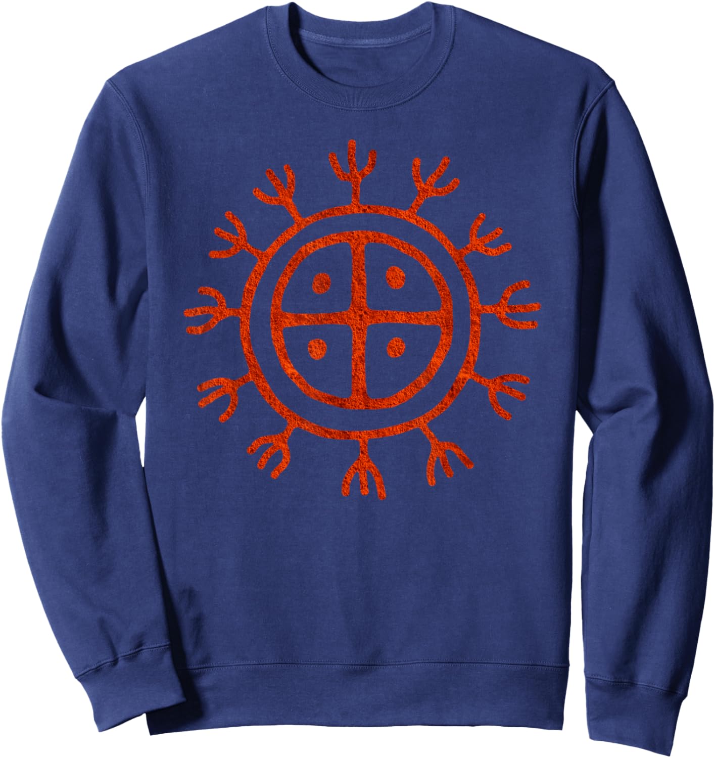Paleo Sun Symbol Petroglyph Nordic Design Sweatshirt - Sweatshirt | Navy