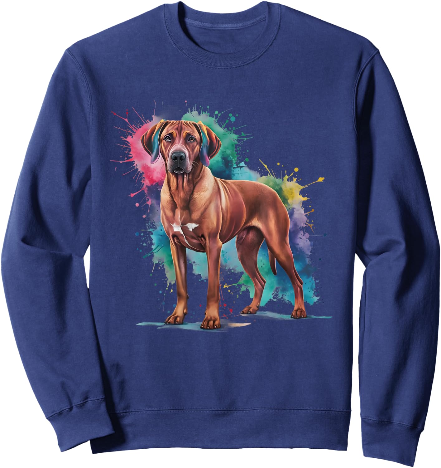 Men Woman Colorful Watercolor Rhodesian Ridgeback Sweatshirt - Sweatshirt | Navy