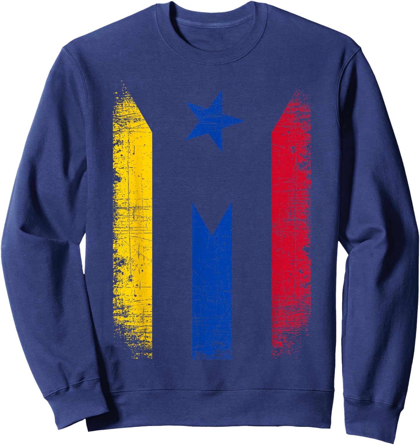 Colombia Puerto Rico Flag Retro Vintage Boricua Colombian Sweatshirt - Sweatshirt | Navy